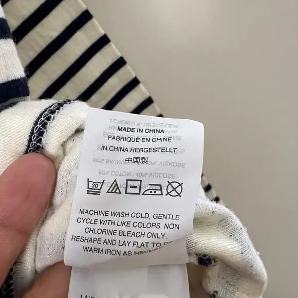 Madewell Striped White & Navy Blue Cropped Turtleneck Sweater Size XS - Picture 6 of 13